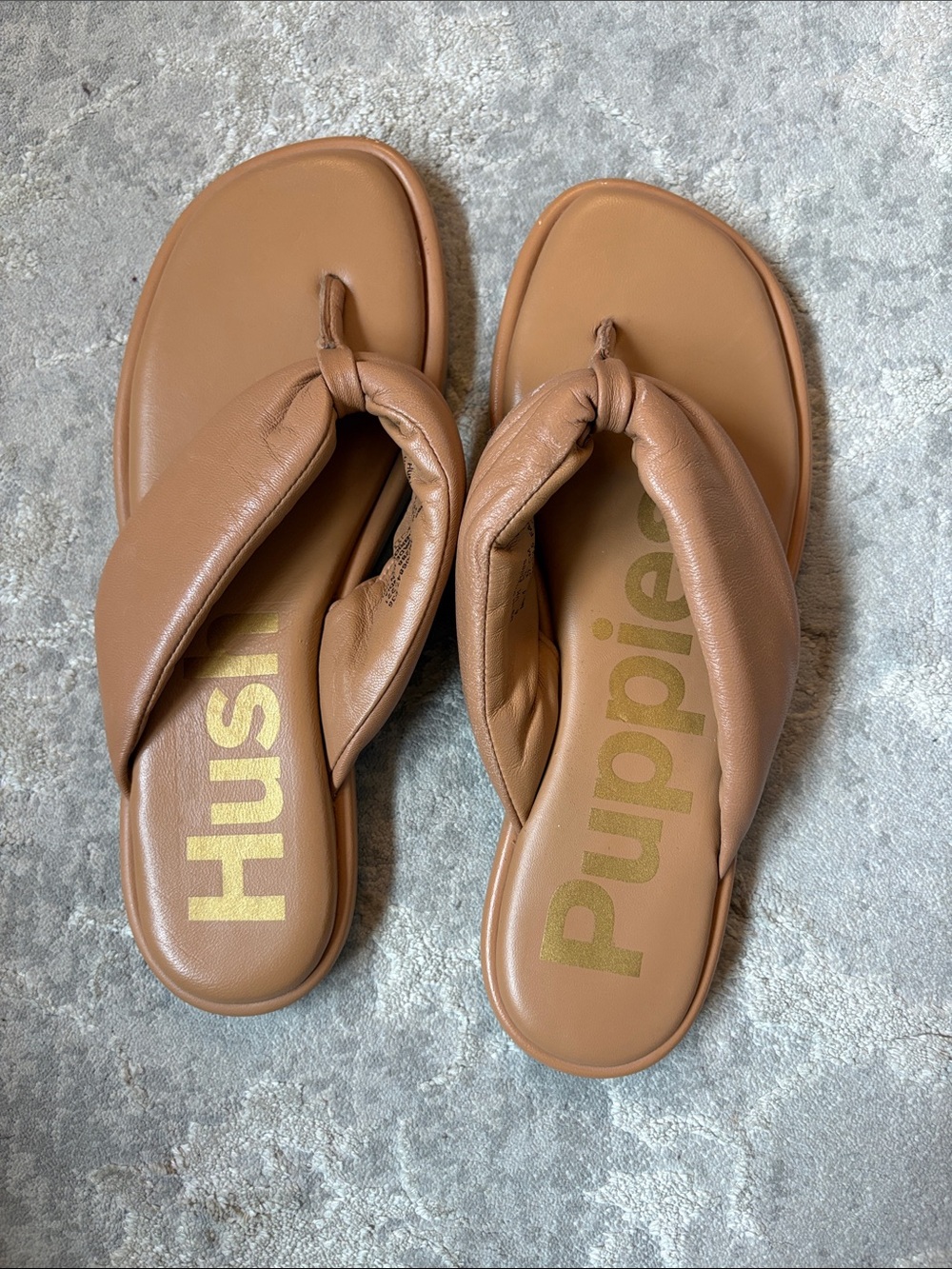Hush Puppies Cognac Padded Toe-Post Sandals